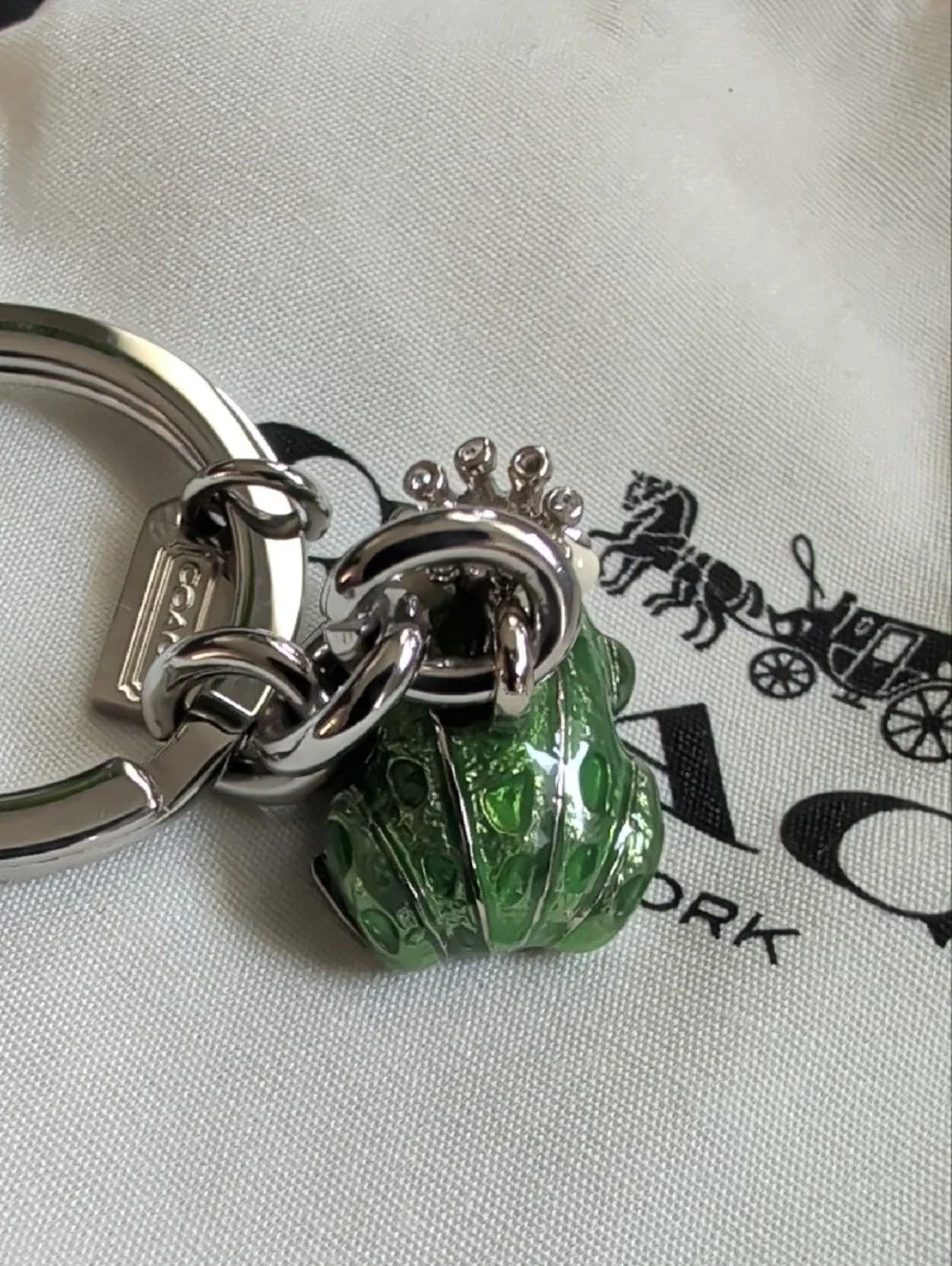 Coach Frog Prince Enameled Keychain With Swarovski Crystals (92448) EUC